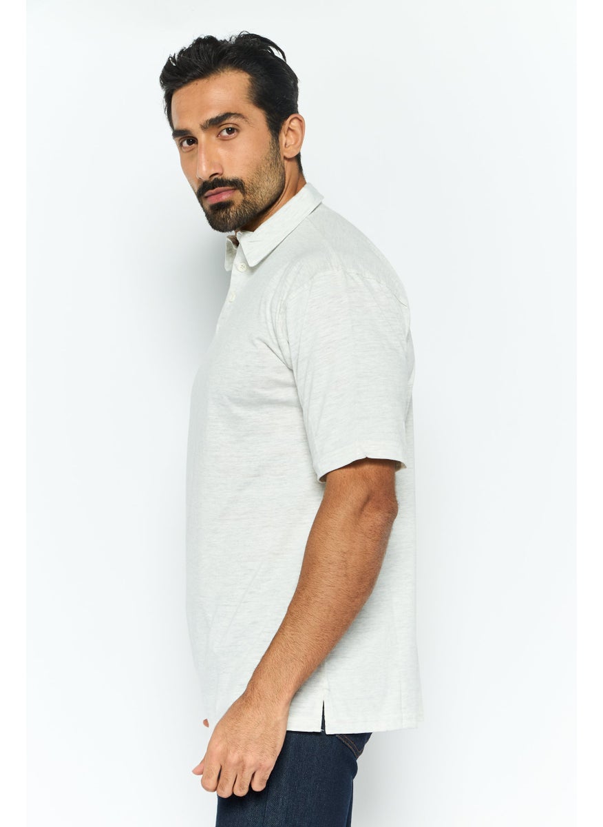 Burnside Men Regular Fit Heather Short Sleeve Polo Shirt, Light Grey  - Image 2