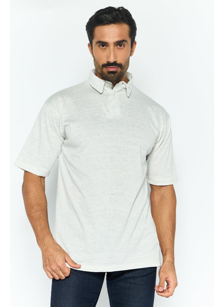 Burnside Men Regular Fit Heather Short Sleeve Polo Shirt, Light Grey  - Image 1