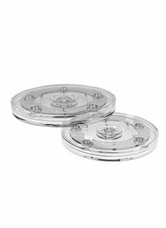 Lazy Susan Turntable Organizer for Table Kitchen Countertop Pantry Cabinet Spices Makeup TV Rotating Swivel Base Clear Acrylic Plates, 20 lb Load Capacity 2 Pack