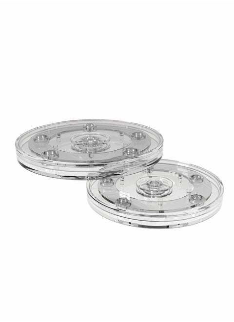 Lazy Susan Turntable Organizer for Table Kitchen Countertop Pantry Cabinet Spices Makeup TV Rotating Swivel Base Clear Acrylic Plates, 20 lb Load Capacity 2 Pack