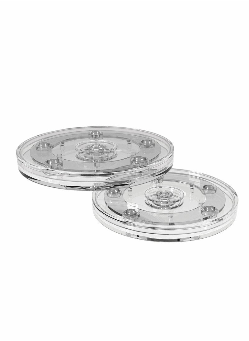 Y&D - Lazy Susan Turntable Organizer for Table Kitchen Countertop Pantry Cabinet Spices Makeup TV Rotating Swivel Base Clear Acrylic Plates, 20 lb Load Capacity 2 Pack - Image 1
