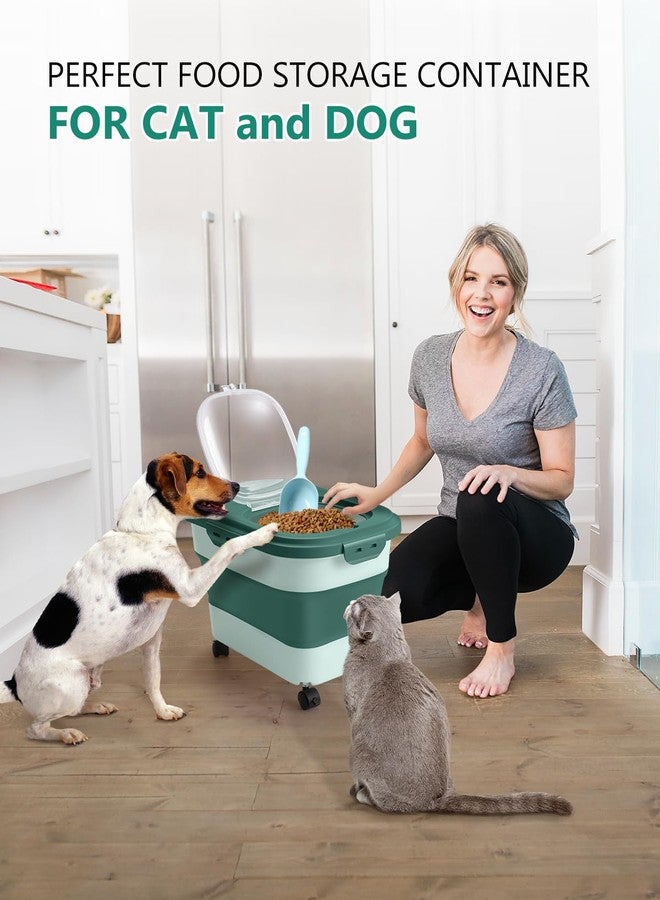 ANVS 20Lbs Collapsible Dog Food Container with Airtight Lids, Wheels, Scoop and 2.5L Small Pet Food Storage Container (Sap Green) - Image 2