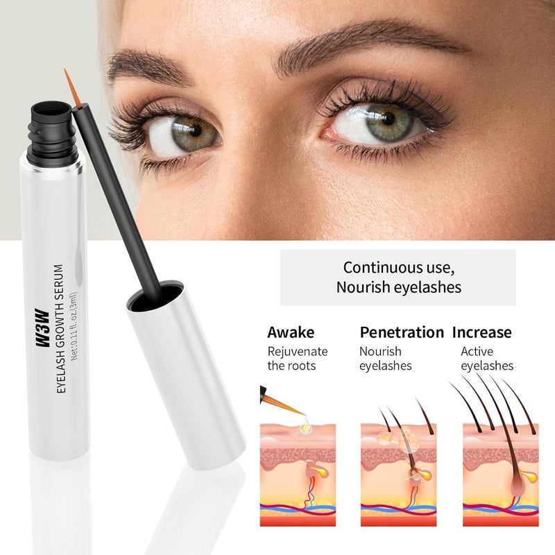 W3W Eyelash Growth Serum Nourishing Lash Eyelash Serum for Enhancing Longer Fuller Thicker Looking Natural Lashes Gentle No Irritating Botanicals CrueltyFree - Image 4