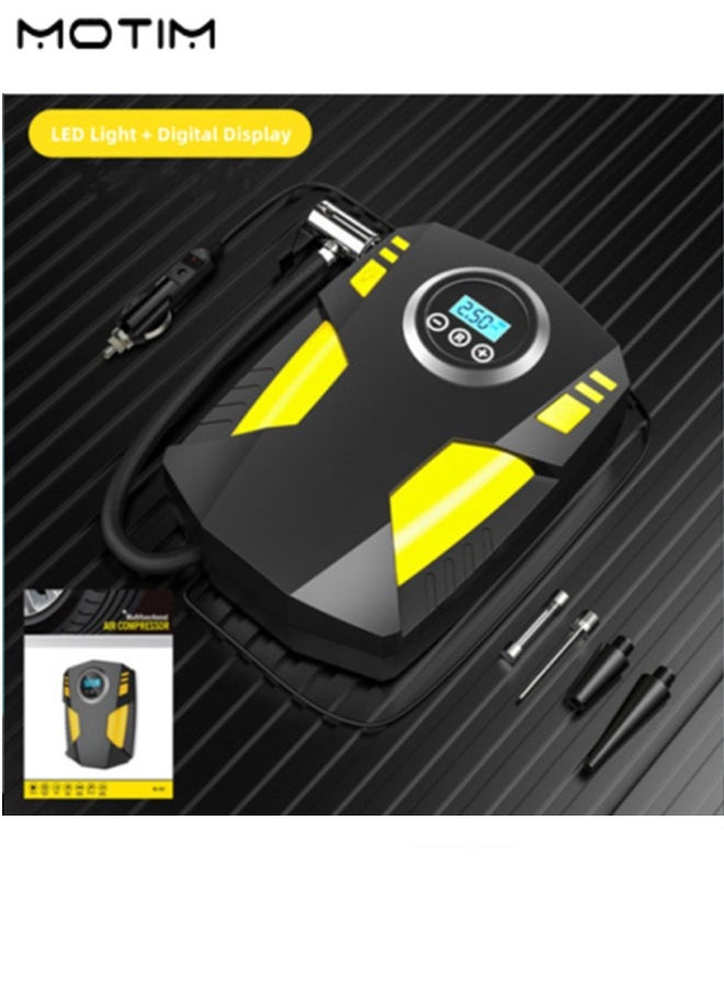 Motim Tire Inflator Portable Air Compressor DC12V 3M Corded Air Pump with 100PSI Digital Tire Pressure LED Light 3 Nozzle Adaptors for Car Bike Ball  - Image 2