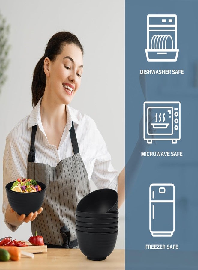 أوعية حبوب غير قابلة للكسر من بوسوكيب، مجموعة من 6 أوعية من قش القمح سعة 26 أونصة، أوعية أطفال آمنة للاستخدام في الميكروويف وغسالة الصحون، أوعية تقديم خفيفة الوزن للشوربة والسلطة ودقيق الشوفان (أسود) - Image 4