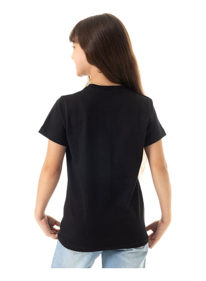 Andora Printed Slip On Cotton Girls T-Shirt - Black - Image 3