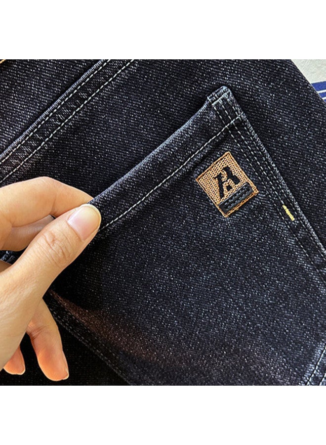 Playboy Men's Autumn Winter Business Casual Fleece-lined Stretch Straight-leg Jeans Haze Blue 40 - Image 3