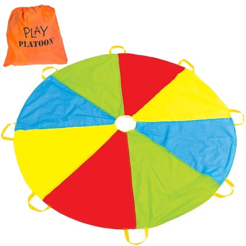 Play Platoon Rainbow Parachute Toy for Kids 6 ft Play Parachute Game with 8 Handles PE Equipment for Elementary School Gym Class BackyardIndoor Equipment - Image 1