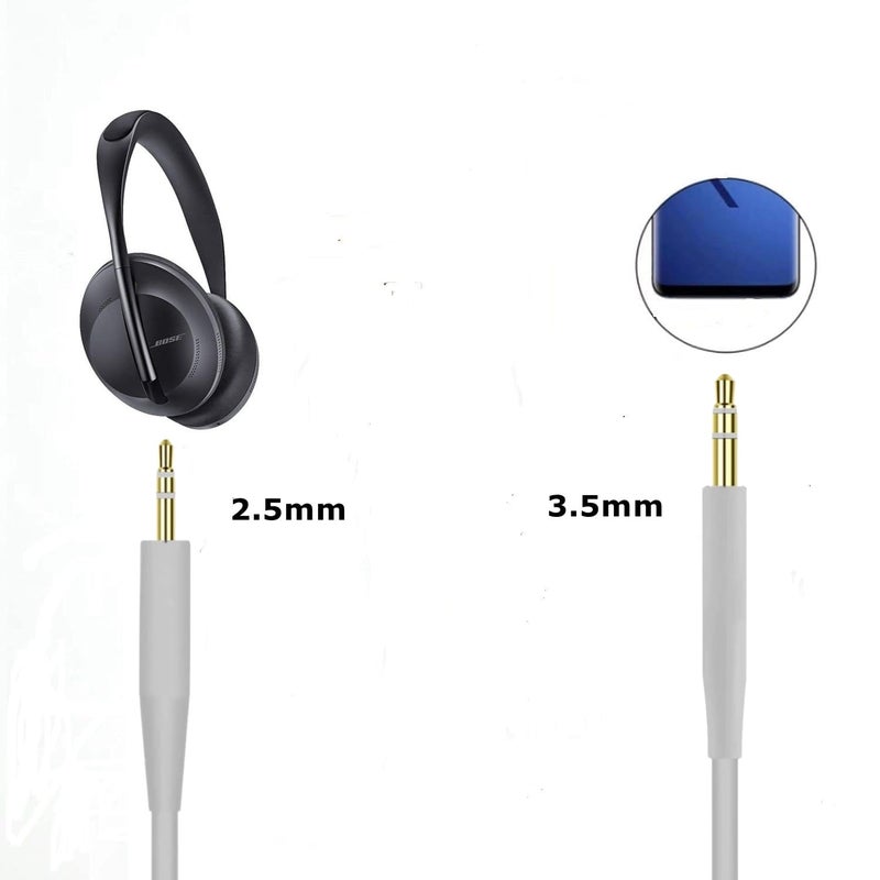 Cypher.V سلك استبدال مساعد ، من 3.5 مم إلى 2.5 مم لسماعات Bose NC700 QuietComfort QC25 QC35 QC35II QC45 (بدون ميكروفون) (أبيض) - Image 4