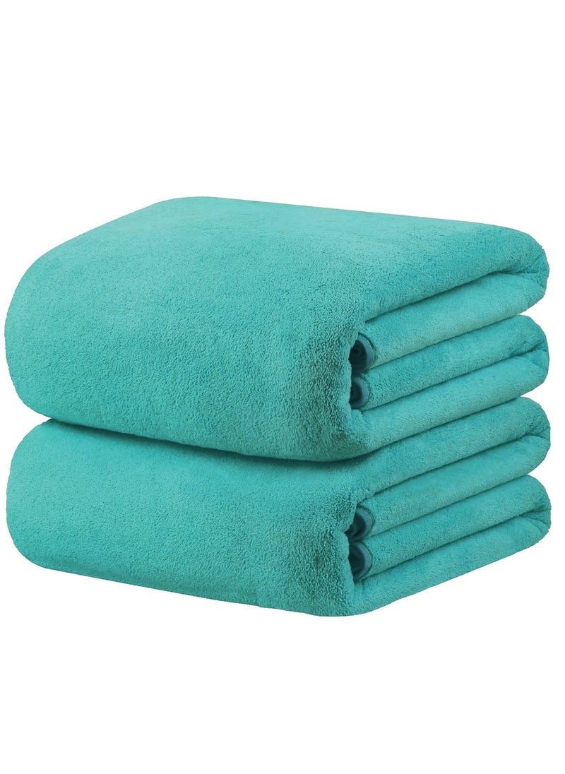 Fabienne 2-Piece Microfiber Bath Towel 70*140cm, Soft, Durable, Super Absorbent and Fast Drying, Turquoise Green  - Image 1