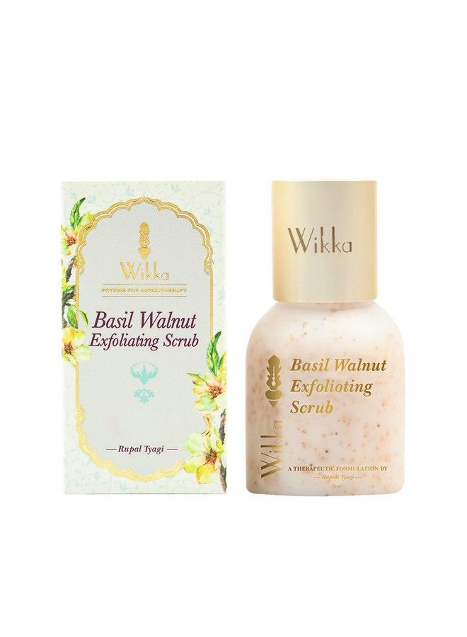 Wikka Basil Walnut Face Scrub Wash Therapeutic Action Brighten Deep Cleans Unclogging Pores Exfoliates Removes Whiteheads Blackheads Dead Skin With Aloevera 50 G. - Image 2