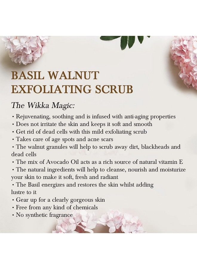 Wikka Basil Walnut Face Scrub Wash Therapeutic Action Brighten Deep Cleans Unclogging Pores Exfoliates Removes Whiteheads Blackheads Dead Skin With Aloevera 50 G. - Image 4