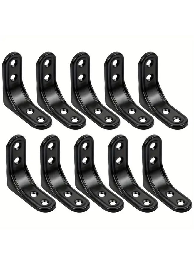 10 Pieces Black L Shaped Corner Brackets 90 Degree Angle Connectors For Furniture And Industrial Use - Image 1