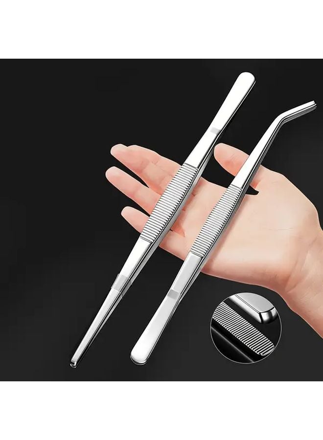 2pcs 11 81 Inch Stainless Steel Tweezers Straight and Bent for Gardening Pet Care - Image 5