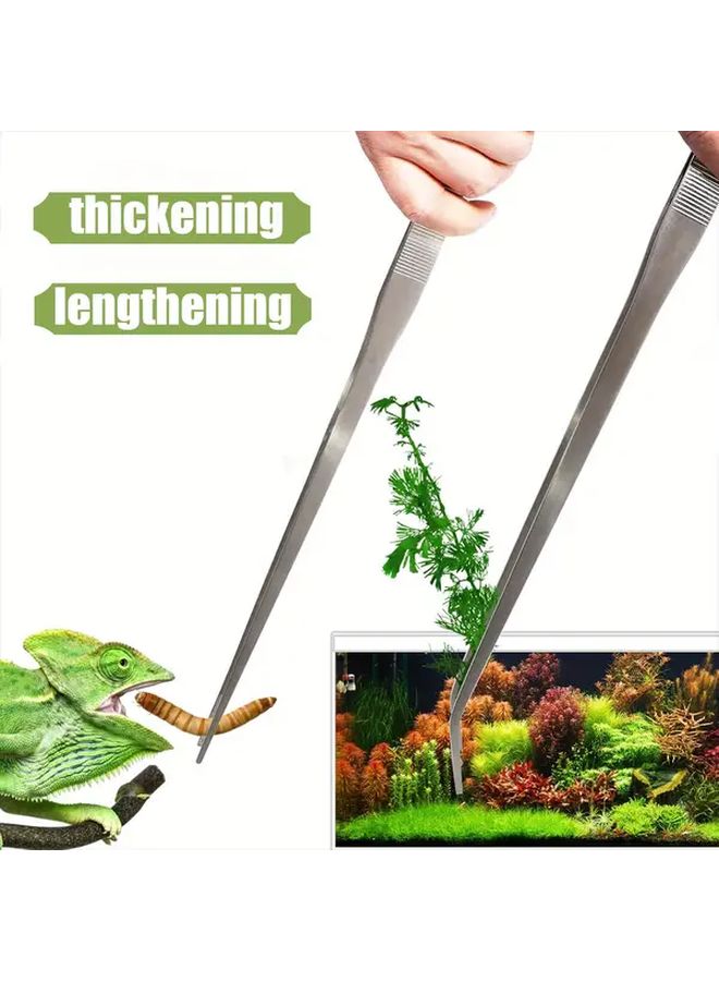 2pcs 11 81 Inch Stainless Steel Tweezers Straight and Bent for Gardening Pet Care - Image 2