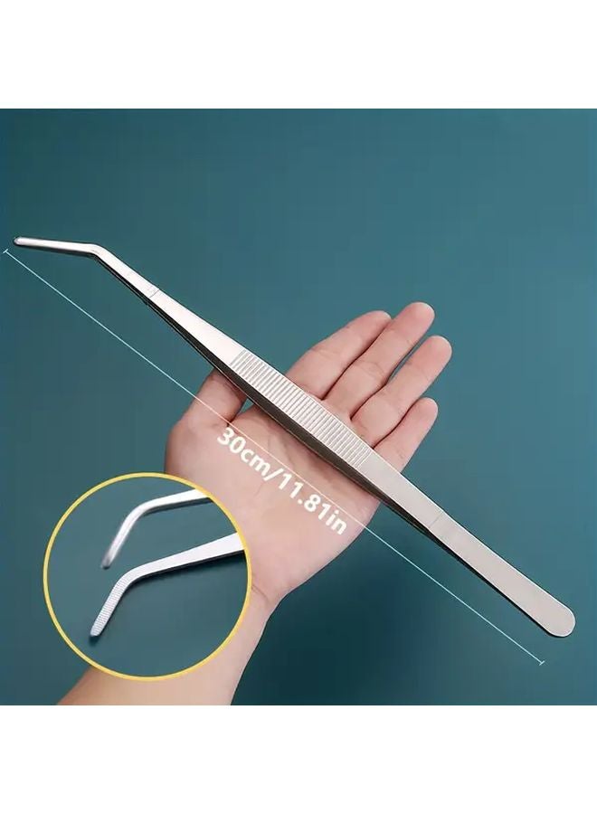 2pcs 11 81 Inch Stainless Steel Tweezers Straight and Bent for Gardening Pet Care - Image 4