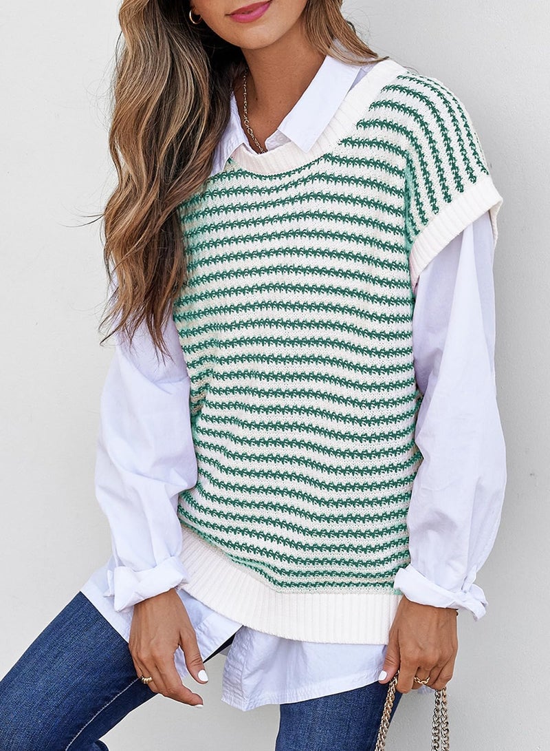 EVALESS Sweater Vest Tops Sleeveless Knit 2026 Clothes Oversized Tank Tops Teacher Trendy T Shirts Spring Summer Tops Green X-Large - Image 5