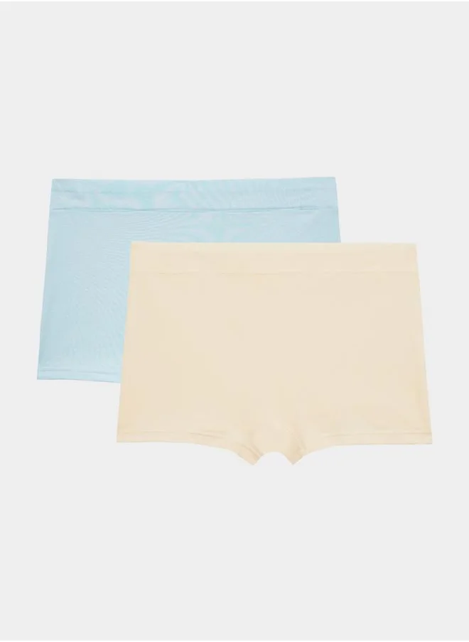 ستايلي Styli Girls Pack of 2 - Solid Briefs with Elastic Waistband