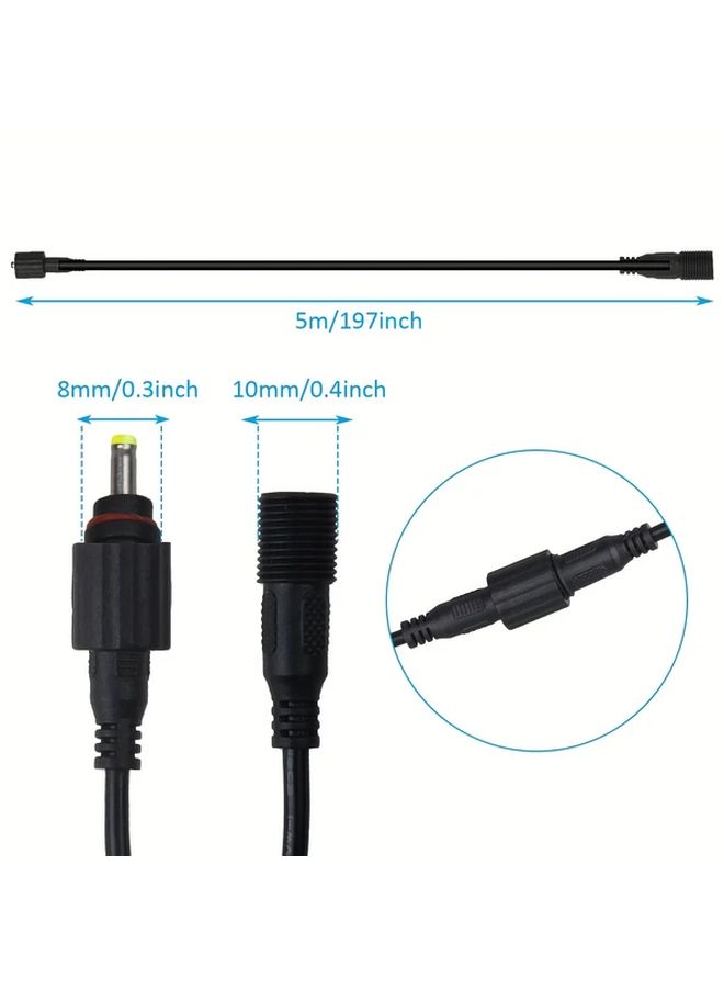 DC Extension Cable 2pcs 5.5x2.1mm 16.4 Feet Black for Solar Garden Lights Outdoor - Image 3