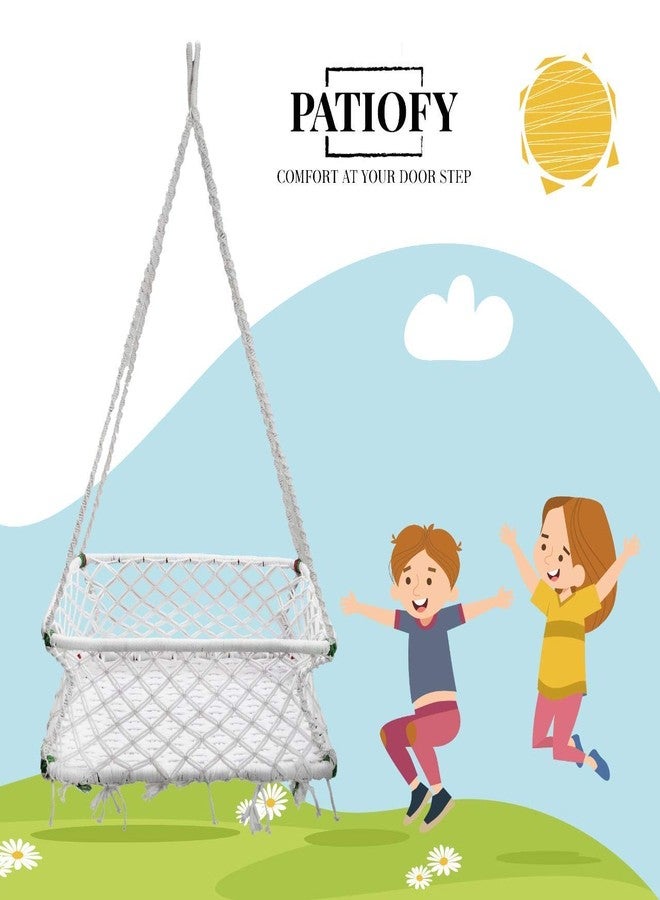 Patiofy Baby Swing Chair for Supervised Use | Handcrafted Rope Swing with Wooden Frame | Weight Capacity up to 10 kg | Age 6 Months to 2 Years | Indoor Use | Adjustable Design with Safety | White - Image 4