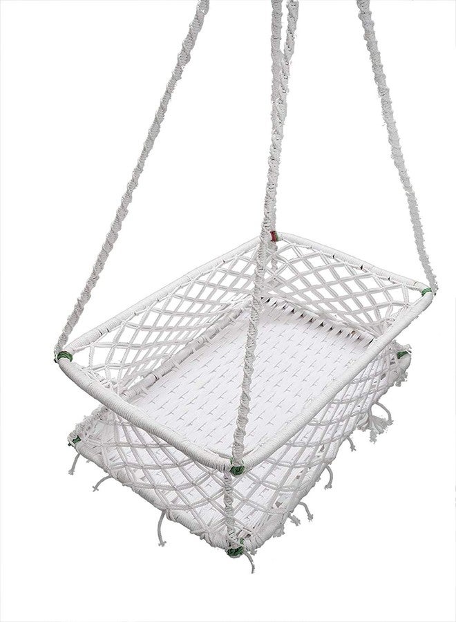 Patiofy Baby Swing Chair for Supervised Use | Handcrafted Rope Swing with Wooden Frame | Weight Capacity up to 10 kg | Age 6 Months to 2 Years | Indoor Use | Adjustable Design with Safety | White - Image 3