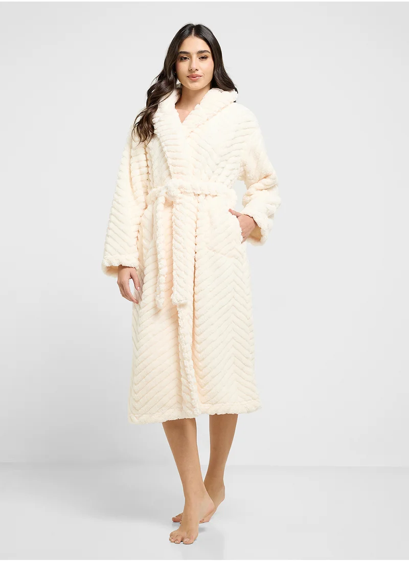 Ginger Ultra Soft Fleece Dressing Gown With Hood