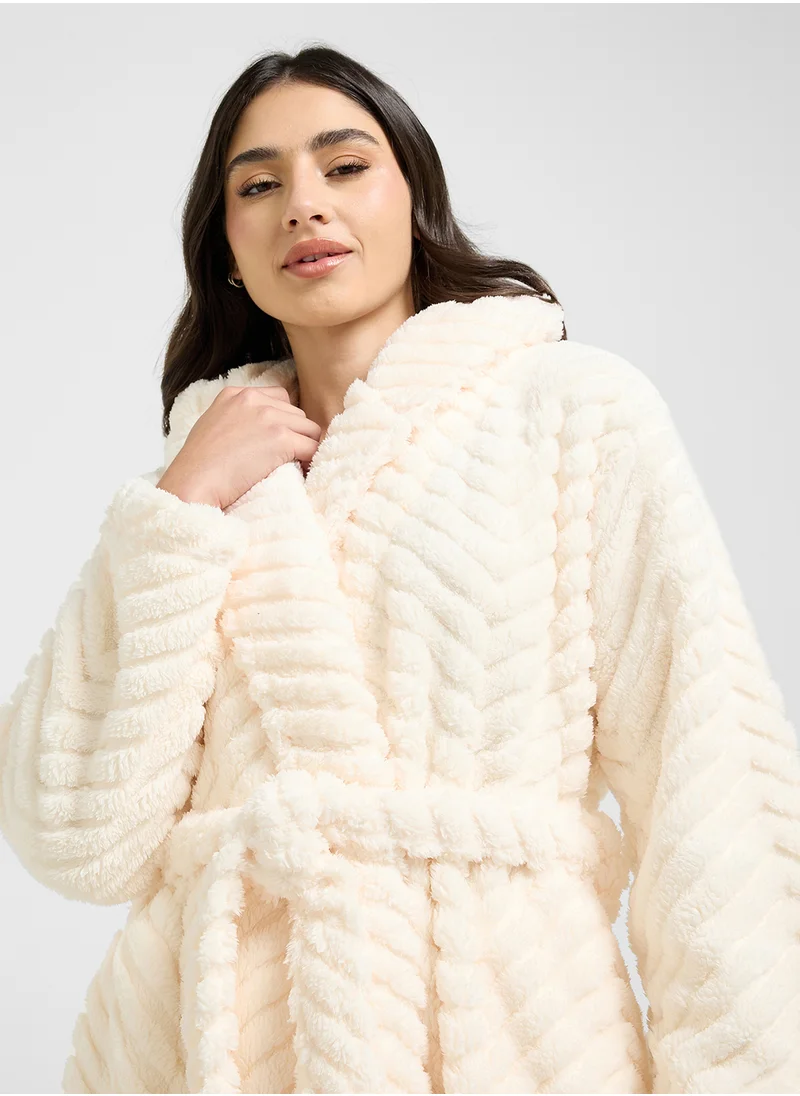 Ginger Ultra Soft Fleece Dressing Gown With Hood