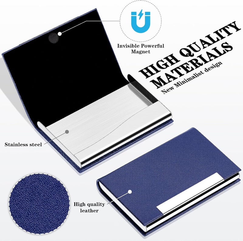 Padike Business Card Holder, Blue, Faux Leather, RFID Protected, Stylish Design - Image 2