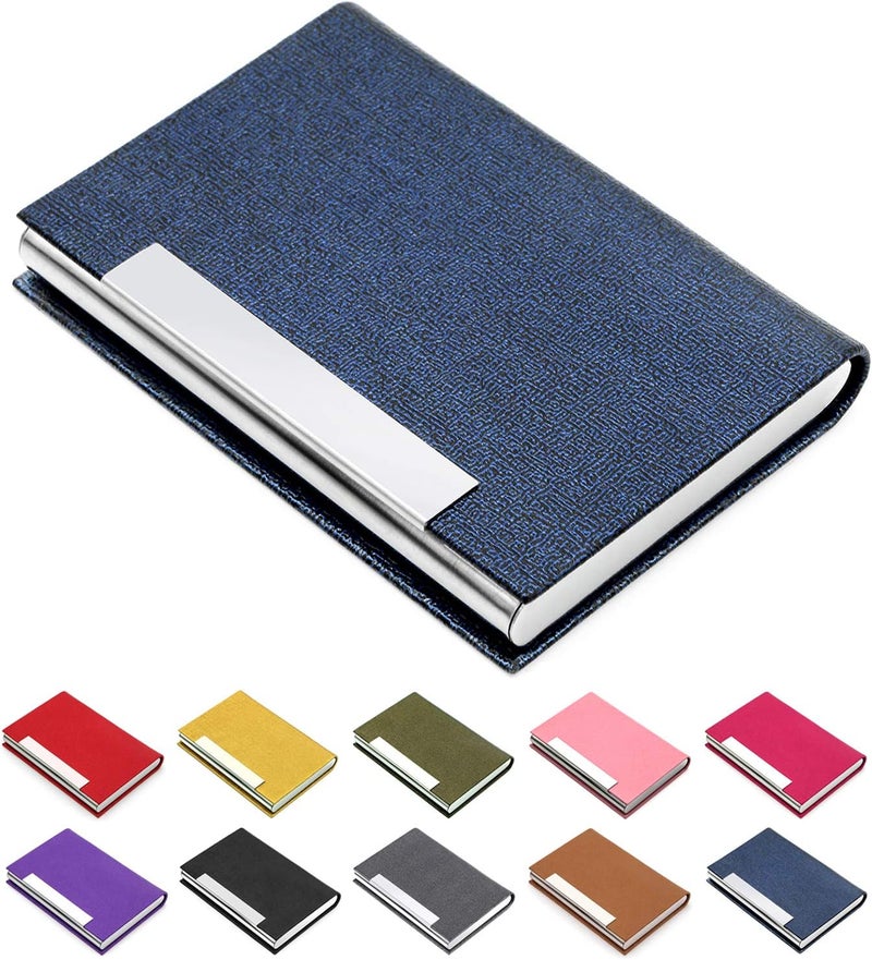 Padike Business Card Holder, Blue, Faux Leather, RFID Protected, Stylish Design - Image 1