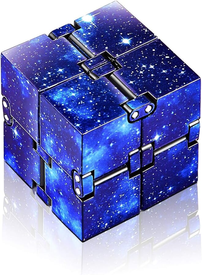 Skylety Infinity Cube Toy Mini Blocks Desk Cube Toy Sensory Toys Stress Relief Tool ADHD Autism Teen Adults (Space Galaxy Blue)