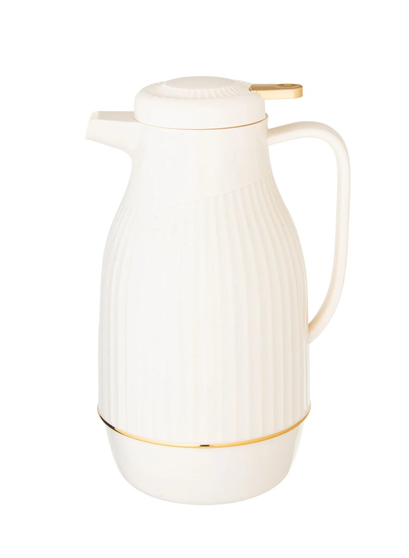 Almarhomy Vigin Single Thermos 1 Liter Beige with Gold - Image 1