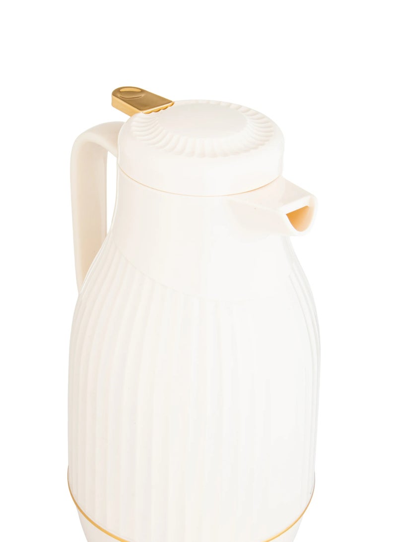 Almarhomy Vigin Single Thermos 1 Liter Beige with Gold - Image 2
