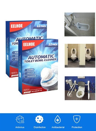 24 PCS Toilet Bowl Cleaner Tablets, Automatic Toilet Bowl Cleaners with Bleach, Durable Toilet Tank Cleaners with Sustained-Release Technology, Household Toilet Cleaners with Easy Operation - 24 PACK