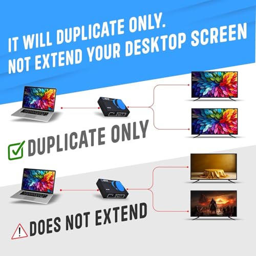 Orei HD-102 4K HDMI Splitter 1in2 Out - 1 Port to 2 Display Duplicate/Mirror - Ver 1.4 Certified for Full HD 1080P & 3D Support - Not Compatible with Mobile Phones - USB Powered, Black - Image 4