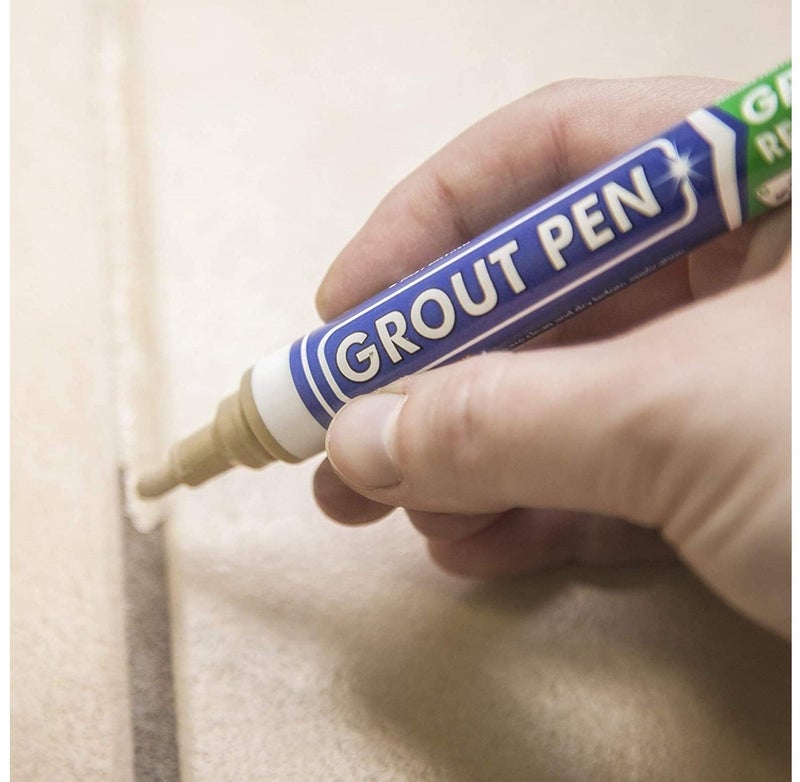 Rainbow Chalk Markers Limited قلم تجديد الفواصل البيج رينبو 5 مم للبلاط – قلم إصلاح وتلوين الفواصل مقاوم للماء والعفن لتجديد فواصل بلاط الحمام والمطبخ والأرضيات والجدران بلون بيج - Image 2