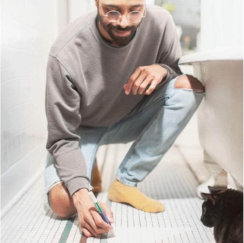 Rainbow Chalk Markers Limited قلم تجديد الفواصل البيج رينبو 5 مم للبلاط – قلم إصلاح وتلوين الفواصل مقاوم للماء والعفن لتجديد فواصل بلاط الحمام والمطبخ والأرضيات والجدران بلون بيج - Image 5