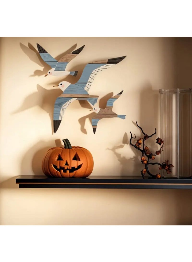 LDQ 3PCS Wooden Seabird Wall Art Set – Nautical Coastal Bird Decor, Vintage Beach Hanging Decoration for Living Room, Bedroom, Bathroom, Farmhouse, Patio, Garden, and Home Wall Decor - Image 4