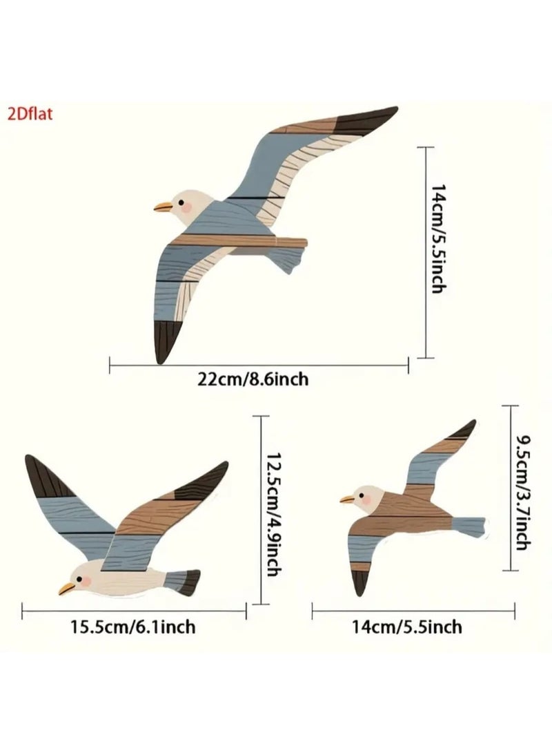 LDQ 3PCS Wooden Seabird Wall Art Set – Nautical Coastal Bird Decor, Vintage Beach Hanging Decoration for Living Room, Bedroom, Bathroom, Farmhouse, Patio, Garden, and Home Wall Decor - Image 5
