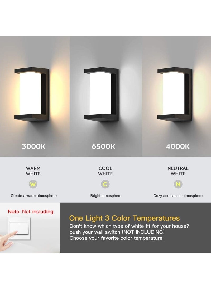 Vmax Modern LED Outdoor Wall Light, 18W Waterproof Exterior Wall Lamp with 3 Color Modes (3000K/4000K/6500K) | IP65 Weather Resistant, Rustproof, Bright 1920LM Wall Sconce for Porch, Garden, Garage & Home - Image 3