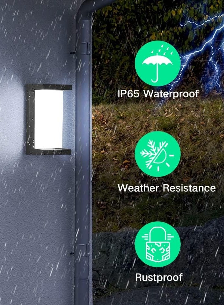 Vmax Modern LED Outdoor Wall Light, 18W Waterproof Exterior Wall Lamp with 3 Color Modes (3000K/4000K/6500K) | IP65 Weather Resistant, Rustproof, Bright 1920LM Wall Sconce for Porch, Garden, Garage & Home - Image 4