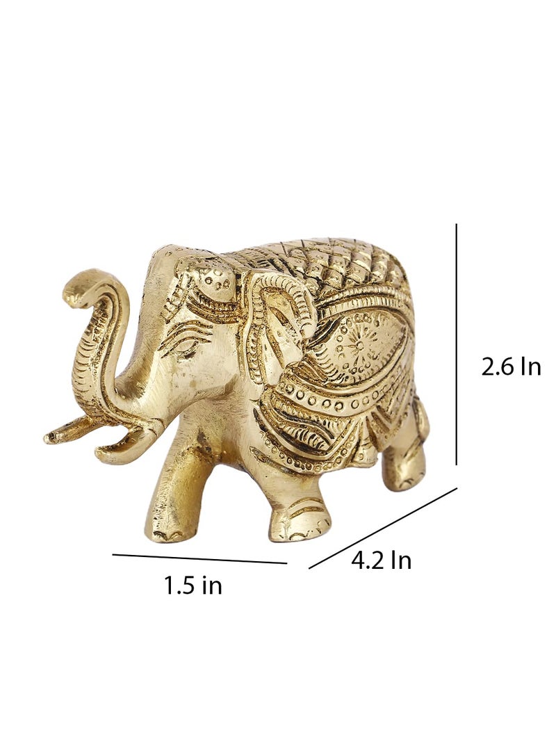 CraftVatika CraftVatika Brass Elephant Trunk Up Showpiece Decorative Items for Home Decoration Ethnic Indian Elephant Statue Home Office Table Living Room Decor Inches Height - Image 2