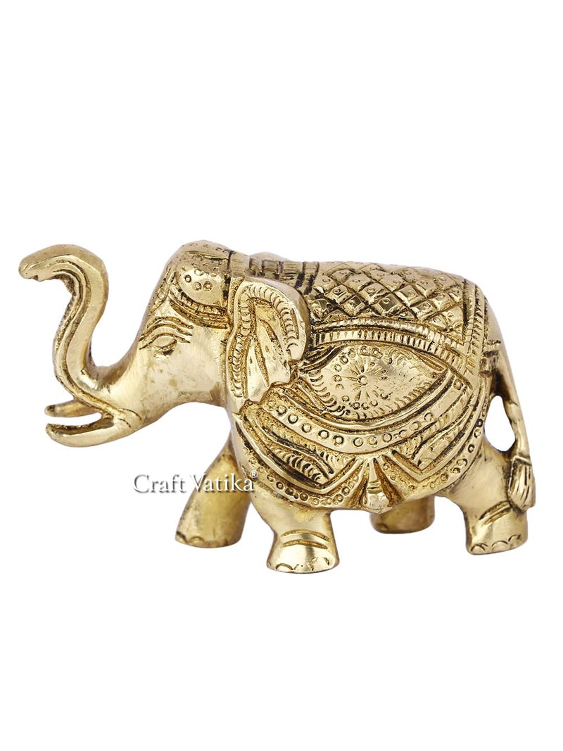 CraftVatika CraftVatika Brass Elephant Trunk Up Showpiece Decorative Items for Home Decoration Ethnic Indian Elephant Statue Home Office Table Living Room Decor Inches Height - Image 3