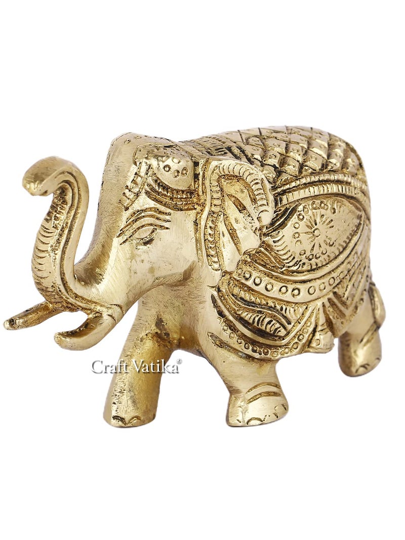 CraftVatika CraftVatika Brass Elephant Trunk Up Showpiece Decorative Items for Home Decoration Ethnic Indian Elephant Statue Home Office Table Living Room Decor Inches Height - Image 4