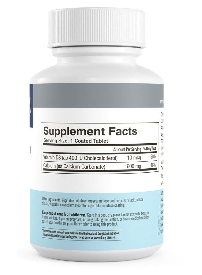 FREEDA Calcium 600 mg with Vitamin D3 400 IU - Essential Bone Support Supplement - Kosher, Gluten-Free, Easy-to-Swallow Coated Tablets for Women & Men (100 Ct) - Image 2