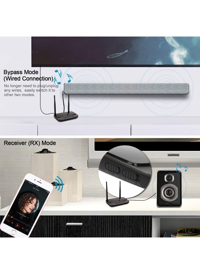 80M Long-Range Bluetooth Transmitter & Receiver with Dual Antennas – Optical & AUX Support, CSR8675 Chip, aptX HD & Low Latency, 1000mAh Battery, 3-in-1 Wireless Audio Adapter for Car/TV - Image 5
