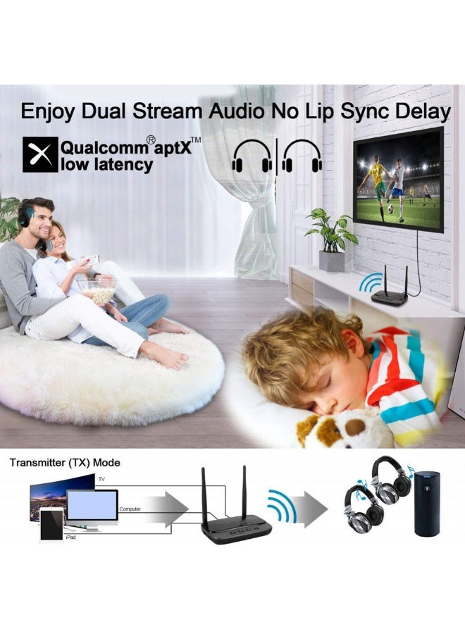 80M Long-Range Bluetooth Transmitter & Receiver with Dual Antennas – Optical & AUX Support, CSR8675 Chip, aptX HD & Low Latency, 1000mAh Battery, 3-in-1 Wireless Audio Adapter for Car/TV - Image 3