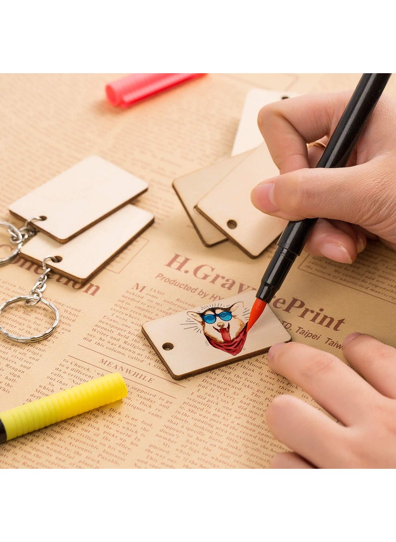 Generic Ecomology Pack of 40 20Rectangle 20Hexagon 2 Shape Key Chains with Ring 50 x 50 mm It is Suitable for All Type of Craft and Painting Activities Mandala Art MDF Board Suitable for Decoupage  - Image 5