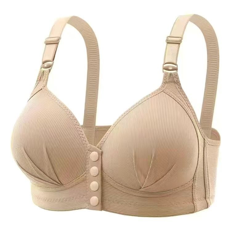Large Size Thin New Bra For Middle-Aged And Elderly People Without Rims, Front Buckle, Push-Up Bra, Beautiful Back Bra, Glossy - Image 2