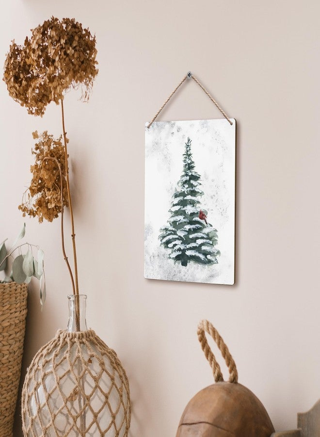 FUGWN Green Christmas Tree Winter Snow Xmas Hanging Wooden Signs 8x10, ChristmasTree Wall Decor, WinterWallDecor, Winter Decorations for Home, Christmas WallDecor - Image 4