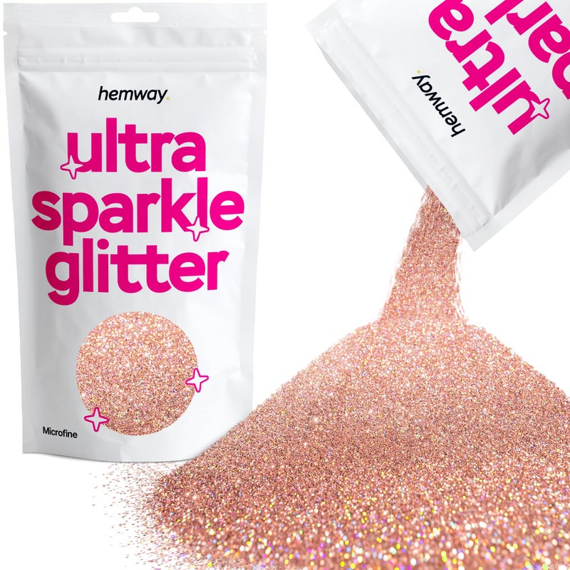 Hemway Ultra Sparkle Glitter  Rose Gold Holographic  100g Microfine Metallic Flakes for Resin  Epoxy Crafts  Supplies for Tumblers Festival Hair Face Body Eye  Nail Art Decoration